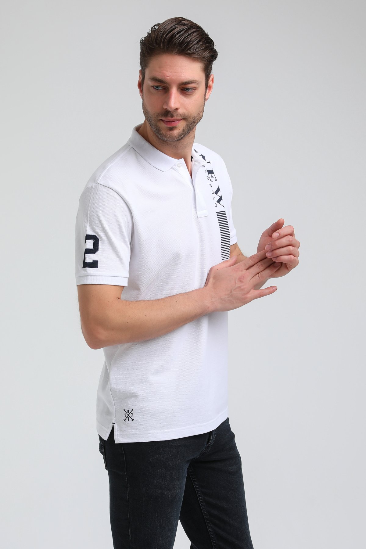 New World Polo Polo Yaka Beyaz Regular Custom Polo 23SSM10274