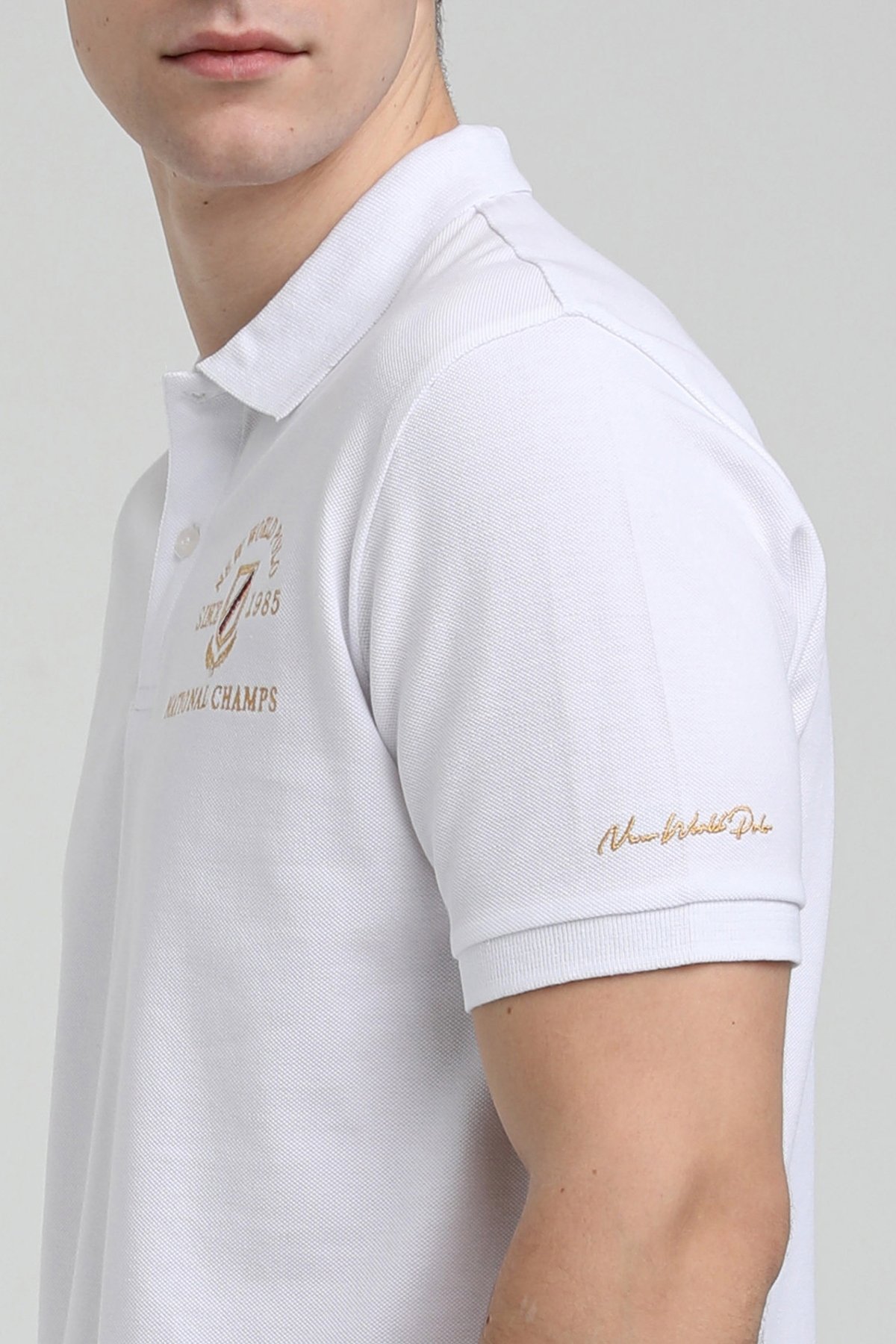 New World Polo Polo Yaka Beyaz Regular Custom Polo 23SSM10251