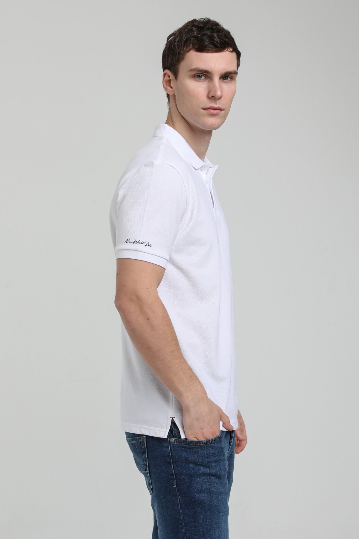 New World Polo Polo Yaka Beyaz Regular Custom Polo 23SSM10248