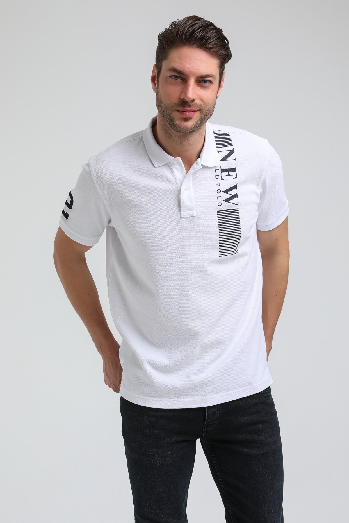 New World Polo Polo Yaka Beyaz Regular Custom Polo 23SSM10274