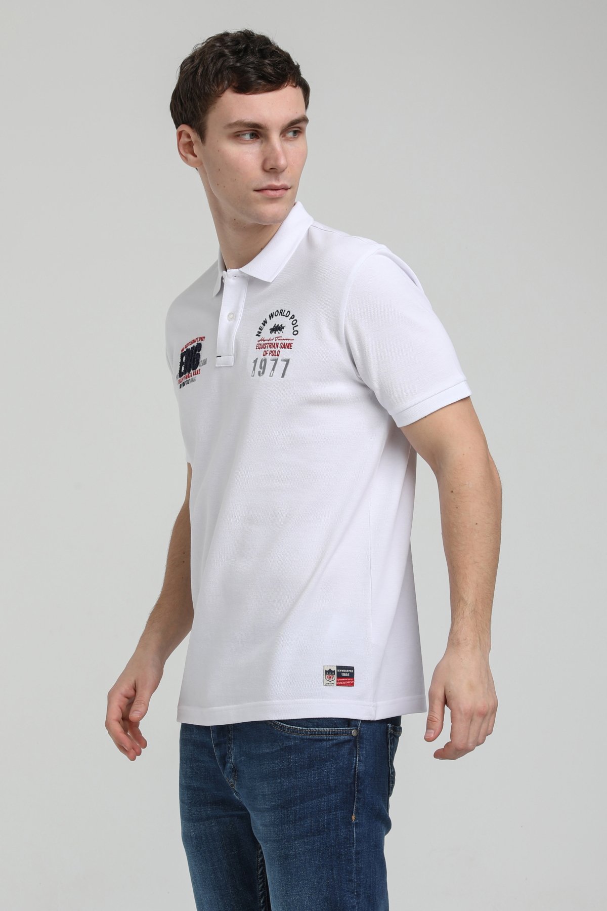 New World Polo Polo Yaka Beyaz Regular Custom Polo 23SSM10256
