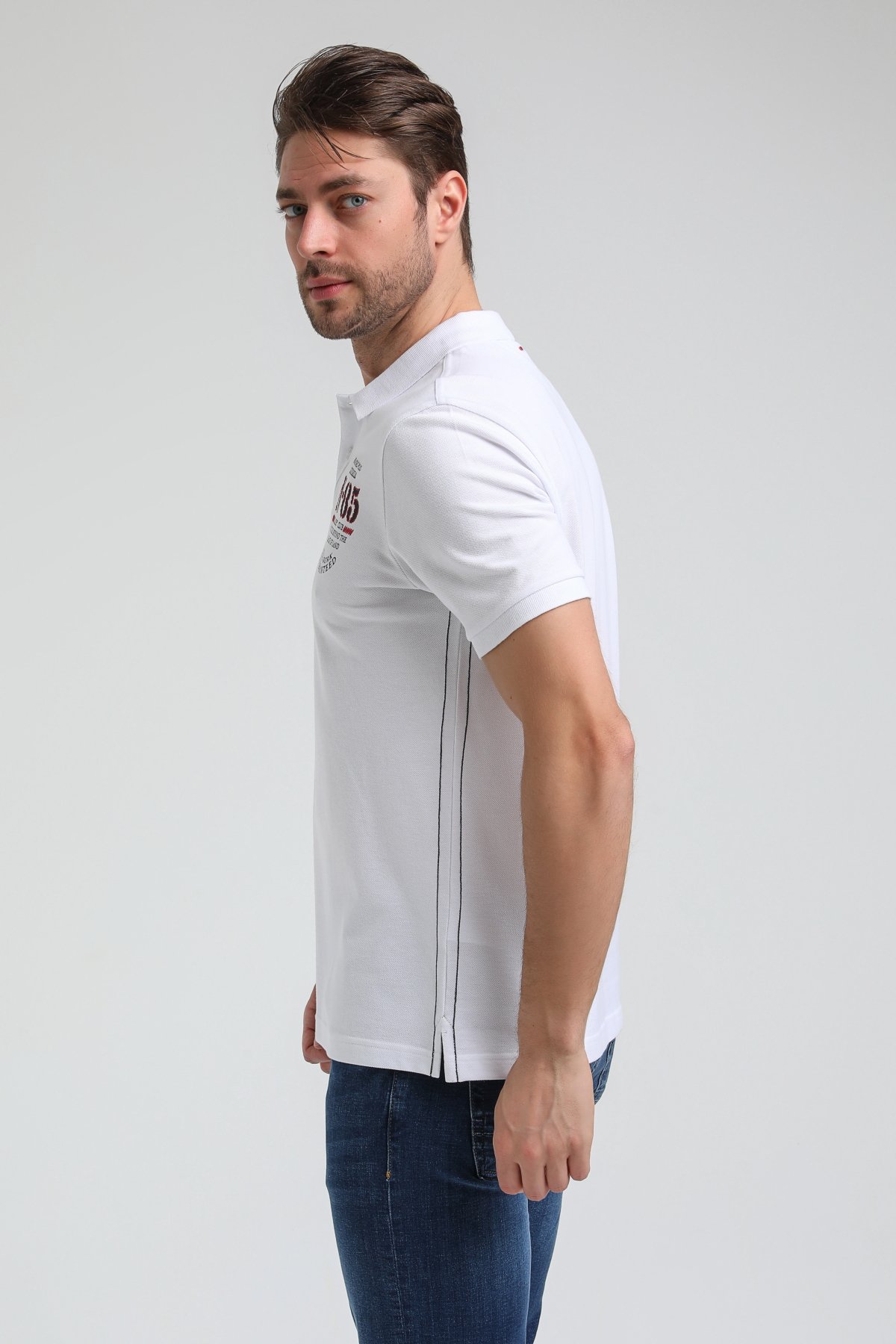 New World Polo Polo Yaka Beyaz Regular Custom Polo 23SSM10273