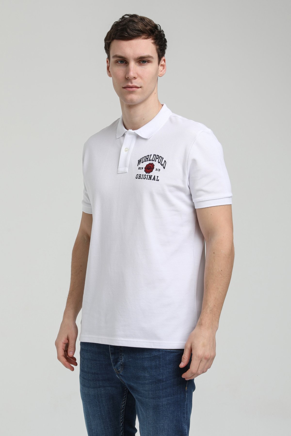 New World Polo Polo Yaka Beyaz Regular Custom Polo 23SSM10250