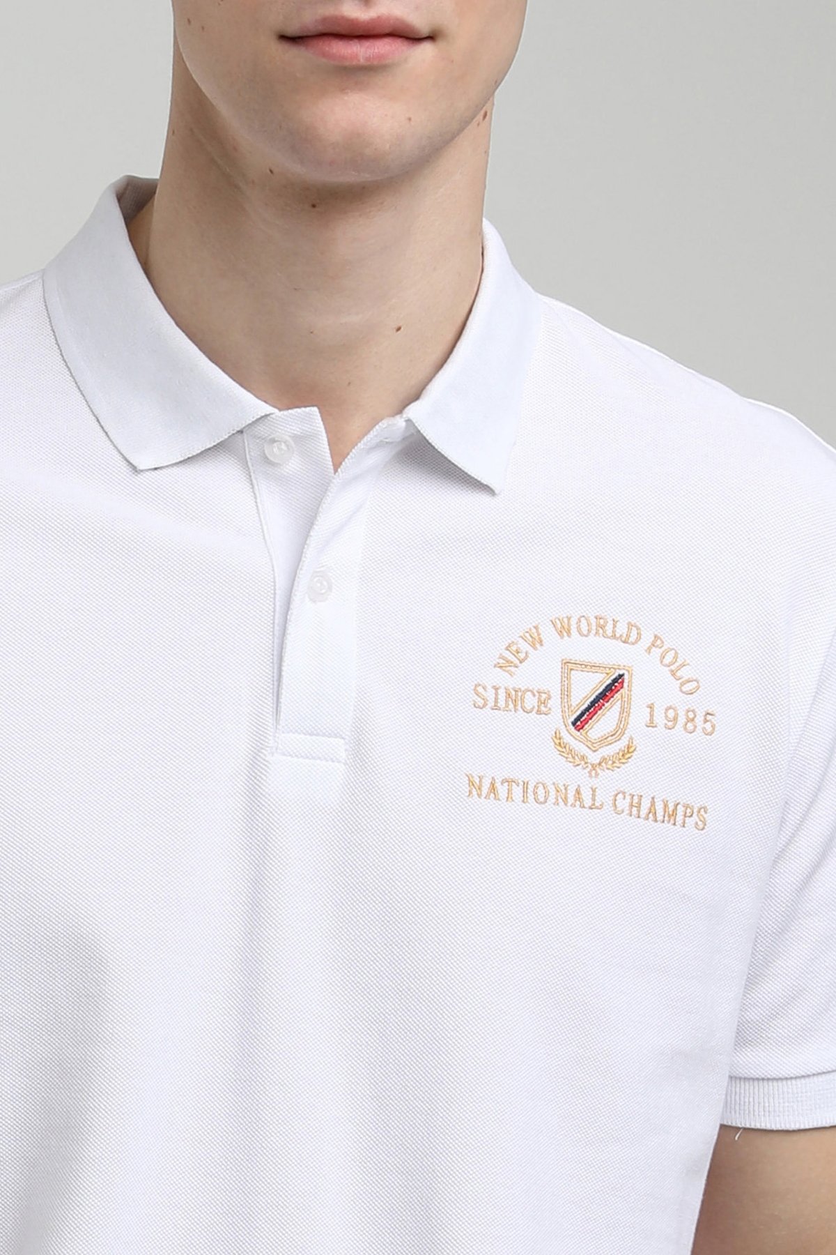 New World Polo Polo Yaka Beyaz Regular Custom Polo 23SSM10251