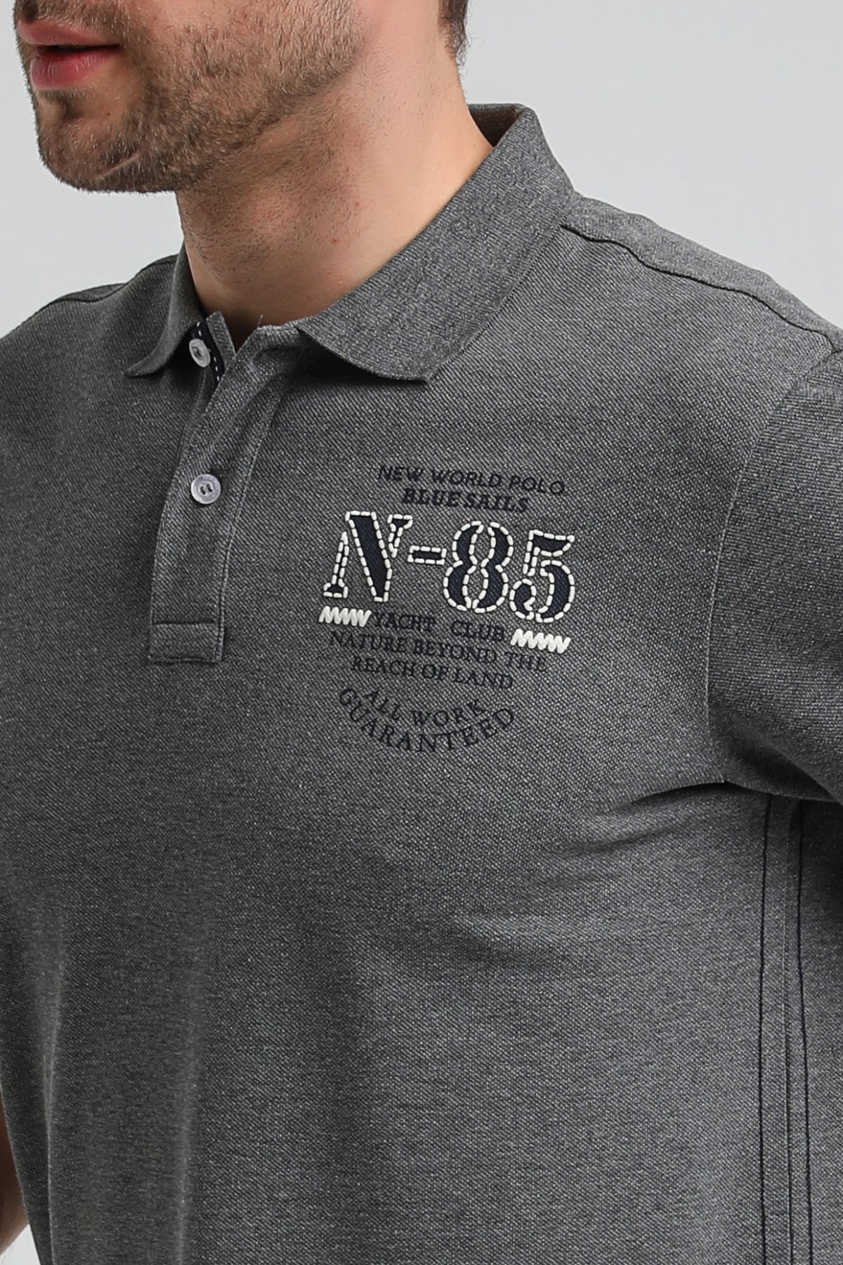 New World Polo Polo Yaka Gri Regular Custom Polo 23SSM10273