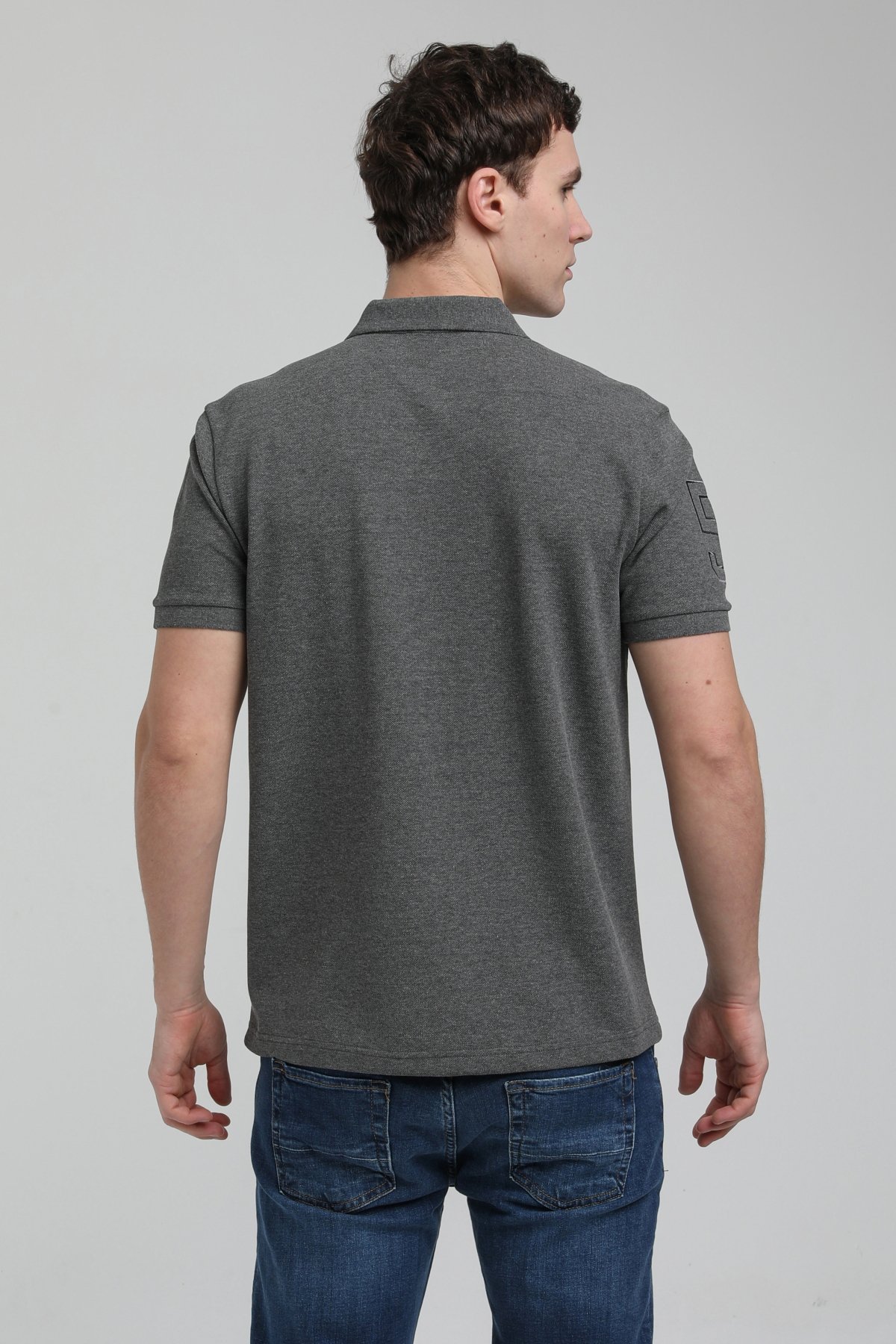 New World Polo Polo Yaka Gri Regular Custom Polo 23SSM10256