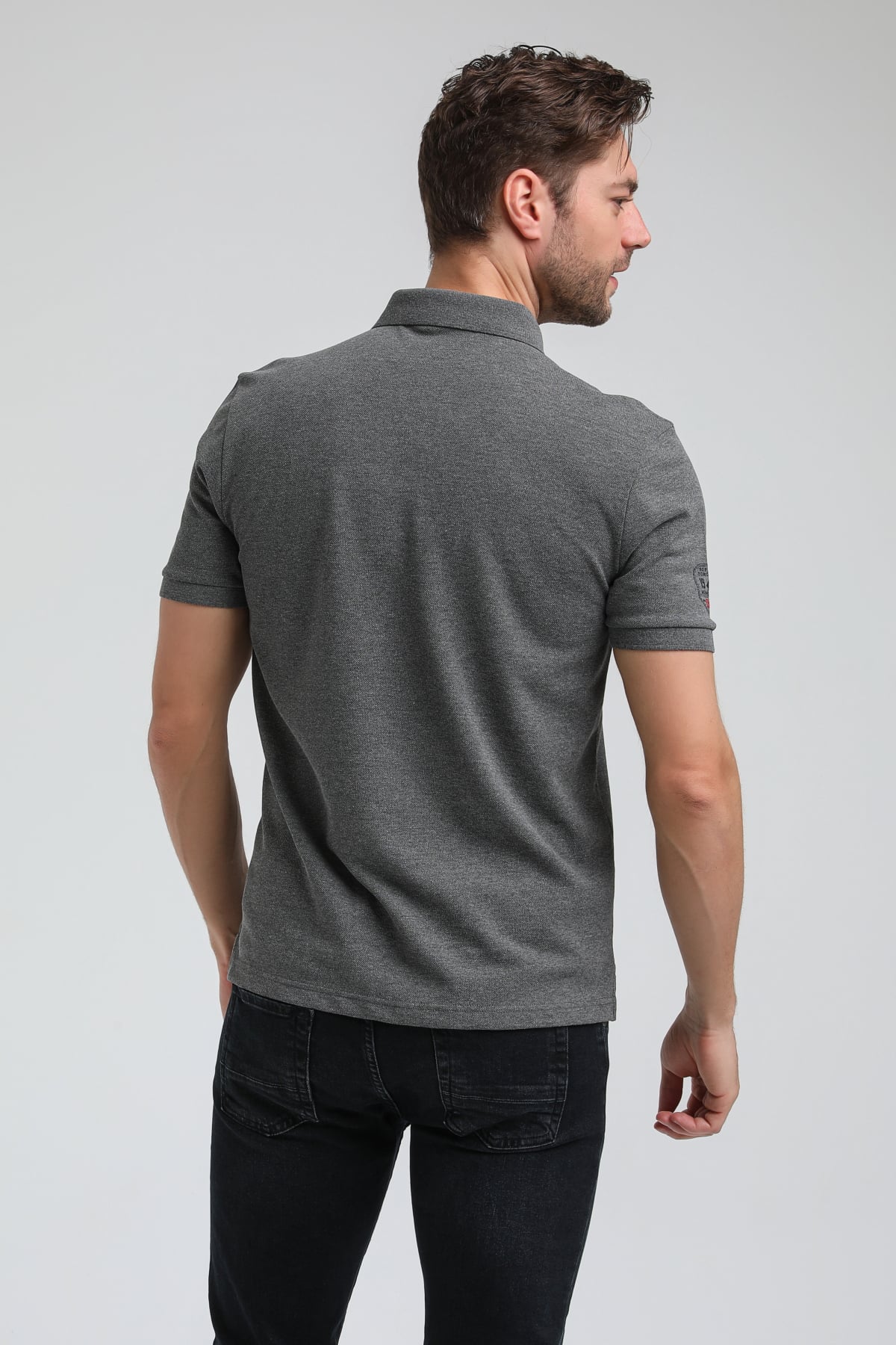 New World Polo Polo Yaka Gri Regular Custom Polo 23SSM10271