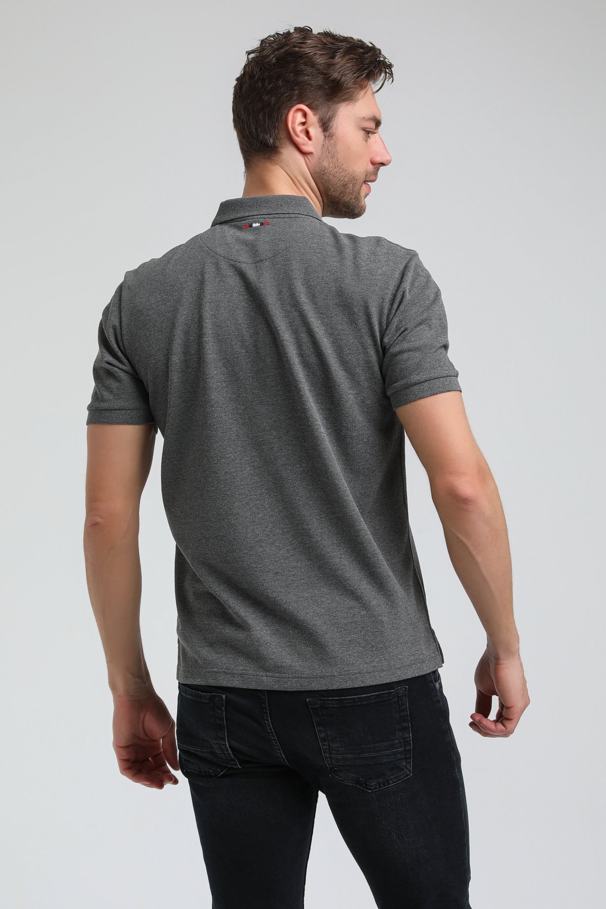 New World Polo Polo Yaka Gri Regular Custom Polo 23SSM10273
