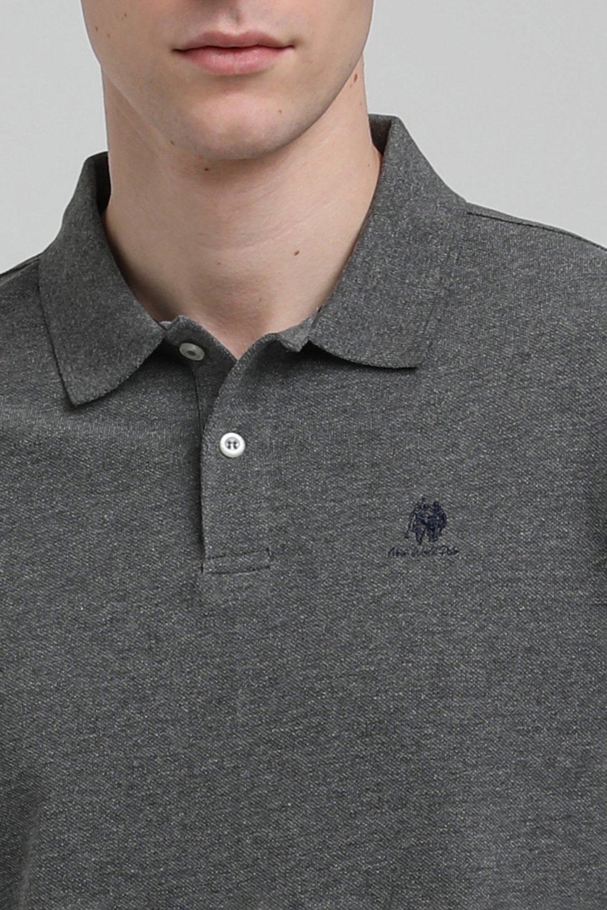 New World Polo Polo Yaka Gri Regular Custom Polo 23SSM10248