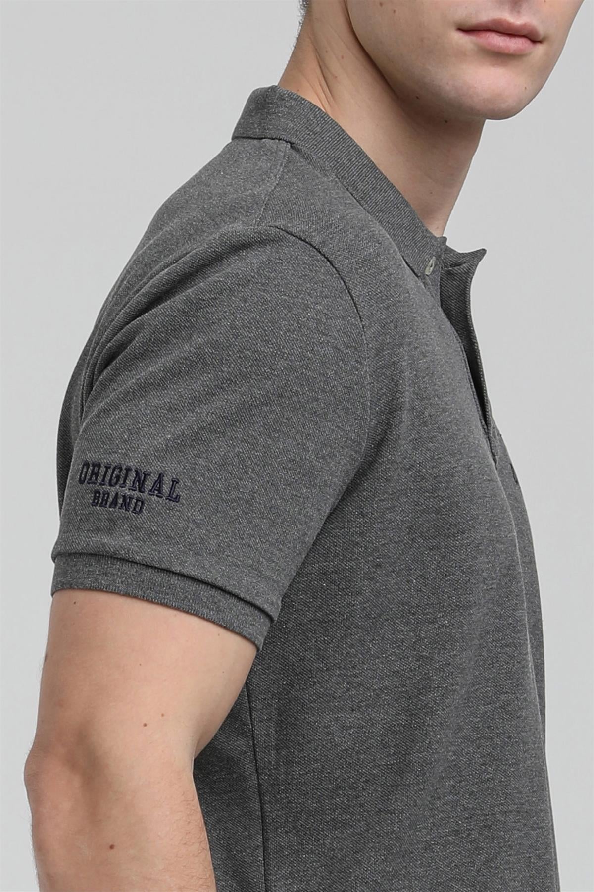 New World Polo Polo Yaka Gri Regular Custom Polo 23SSM10250