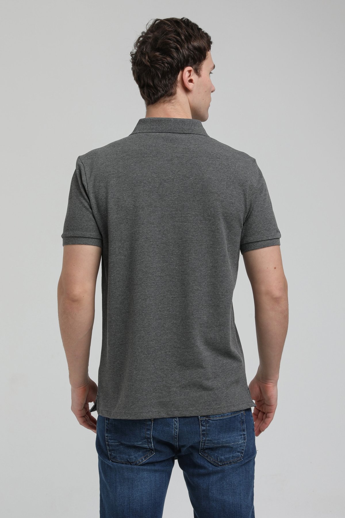 New World Polo Polo Yaka Gri Regular Custom Polo 23SSM10248