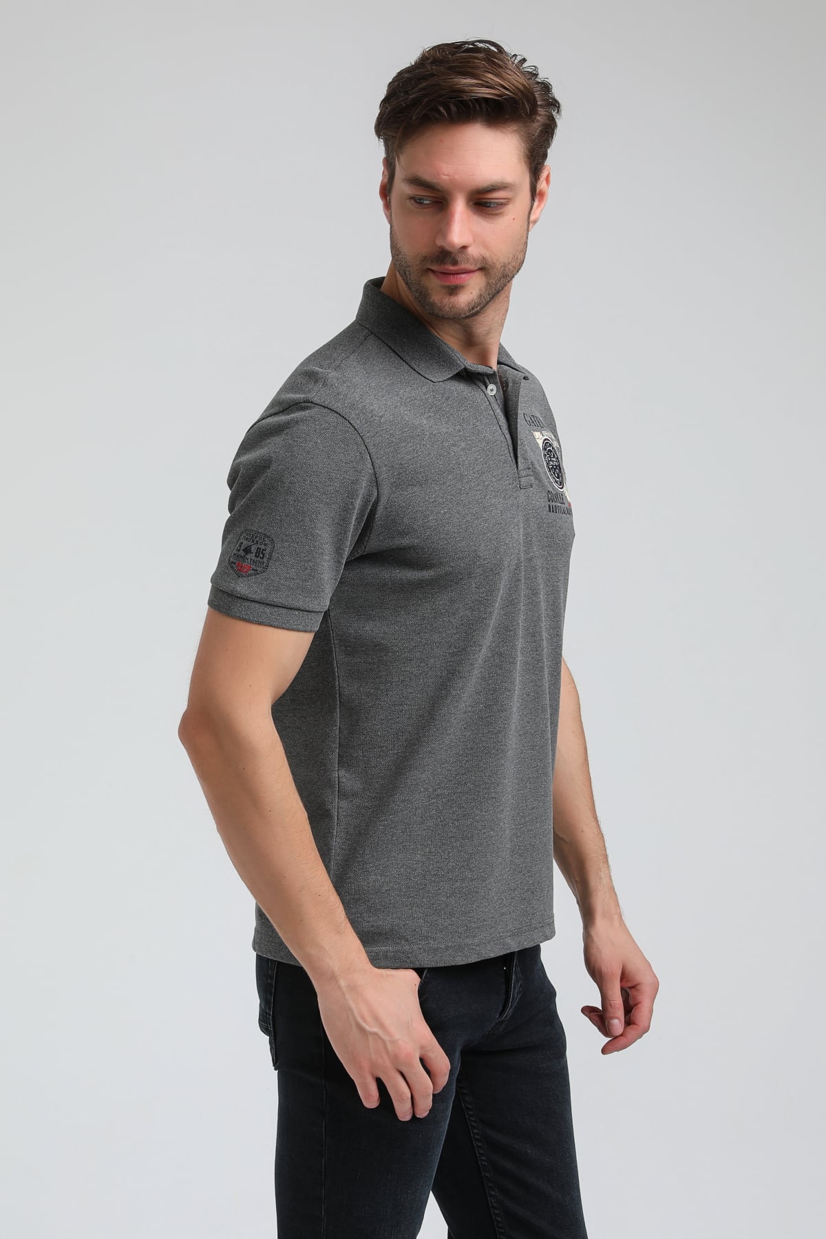New World Polo Polo Yaka Gri Regular Custom Polo 23SSM10271