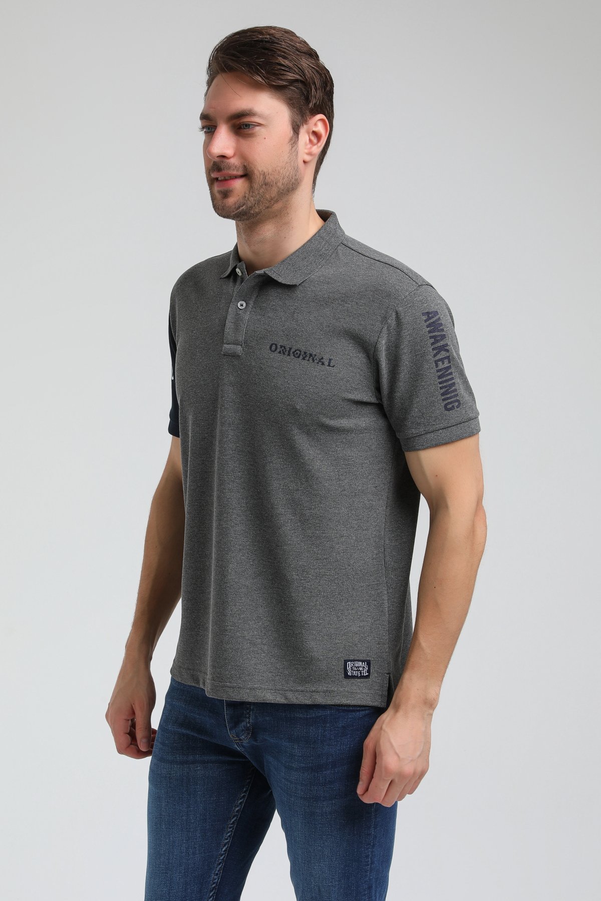 New World Polo Polo Yaka Gri Slim Fit Polo 23SSM10259