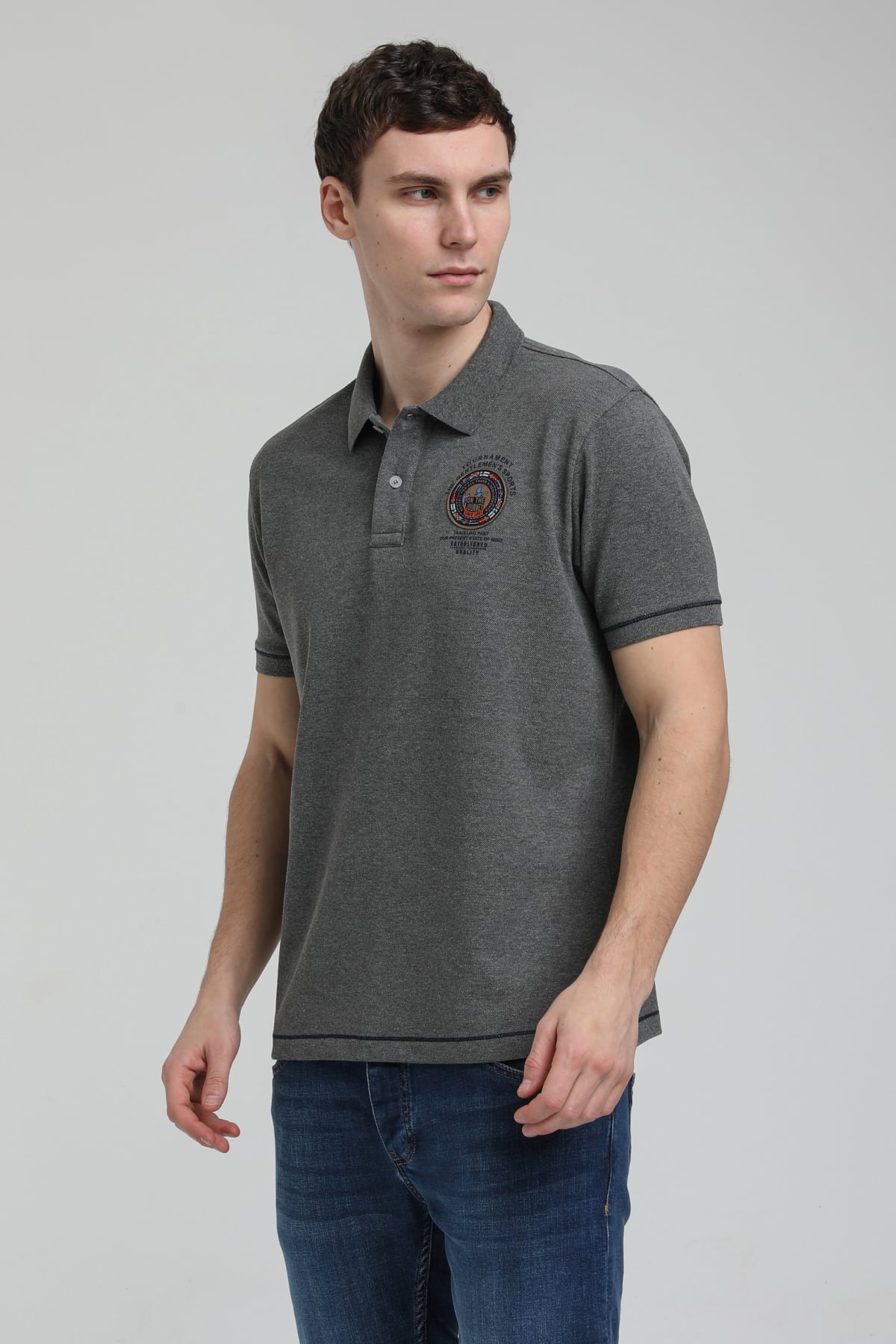 New World Polo Polo Yaka Gri Slim Fit Polo 23SSM10258