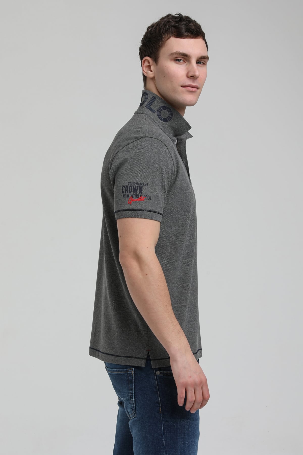 New World Polo Polo Yaka Gri Slim Fit Polo 23SSM10258