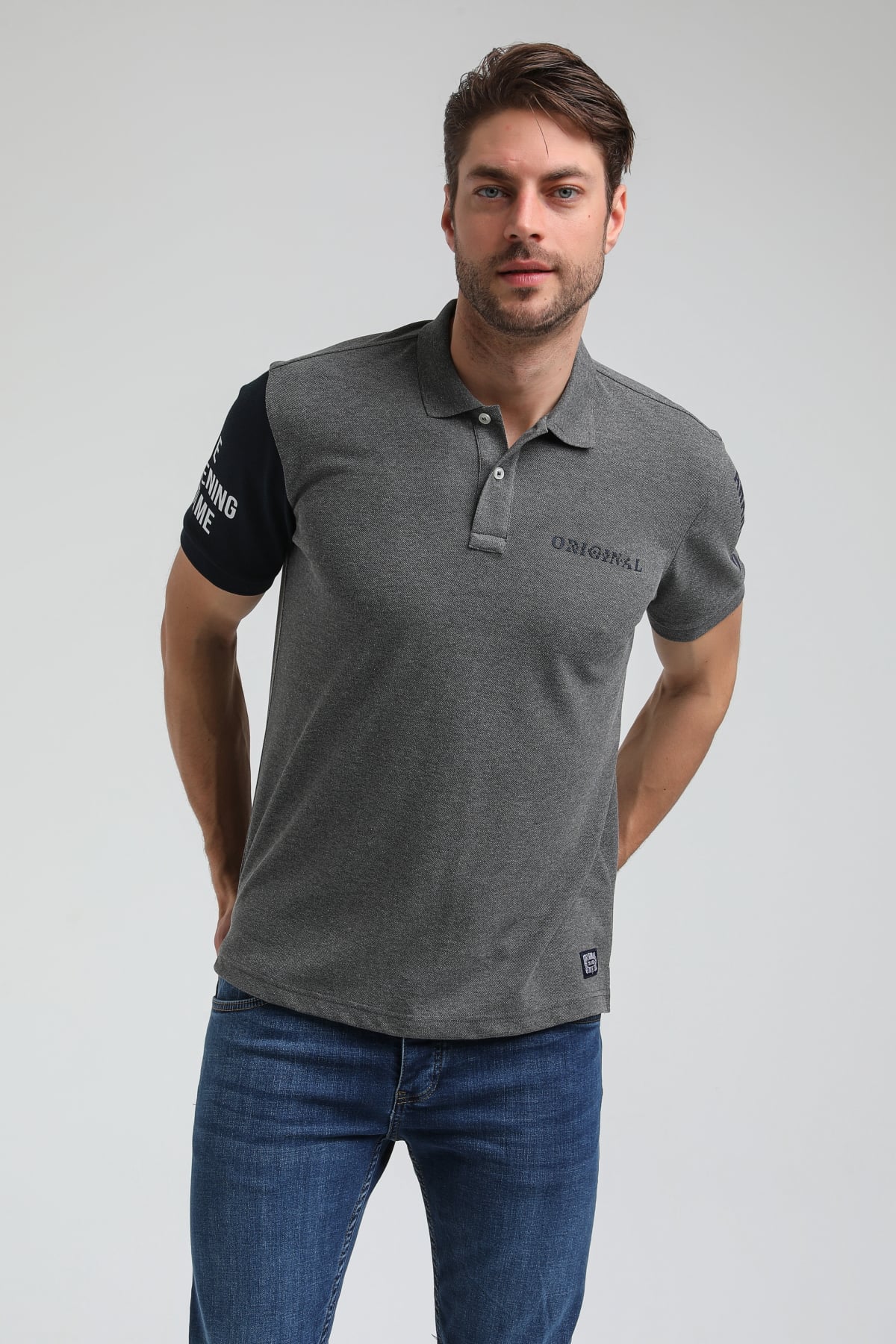 New World Polo Polo Yaka Gri Slim Fit Polo 23SSM10259