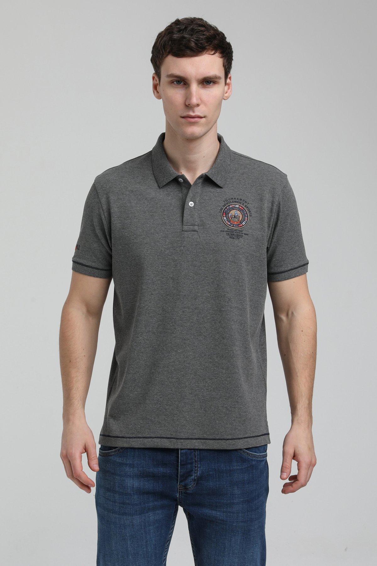 New World Polo Polo Yaka Gri Slim Fit Polo 23SSM10258