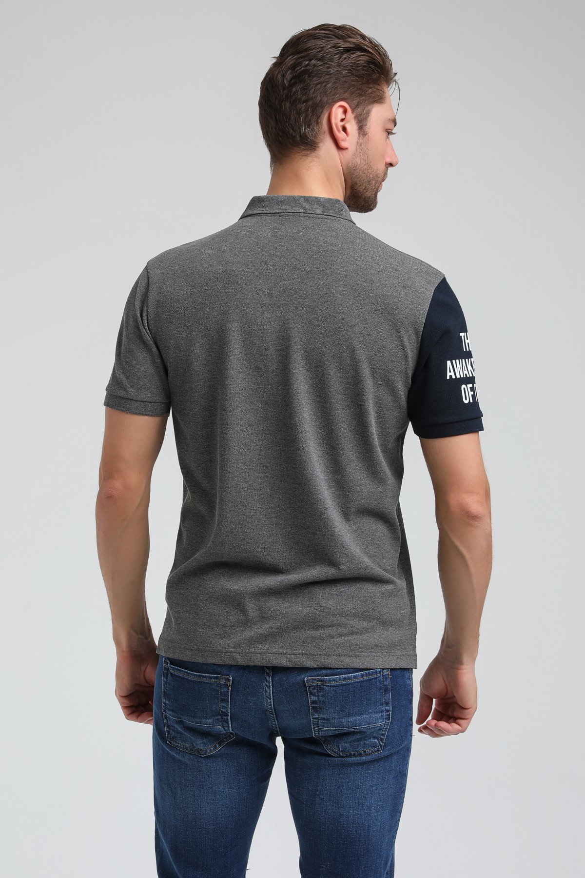 New World Polo Polo Yaka Gri Slim Fit Polo 23SSM10259