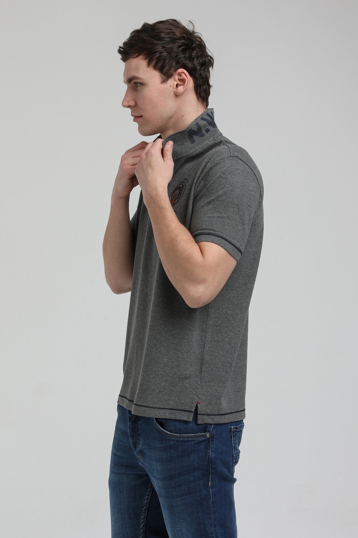 New World Polo Polo Yaka Gri Slim Fit Polo 23SSM10258