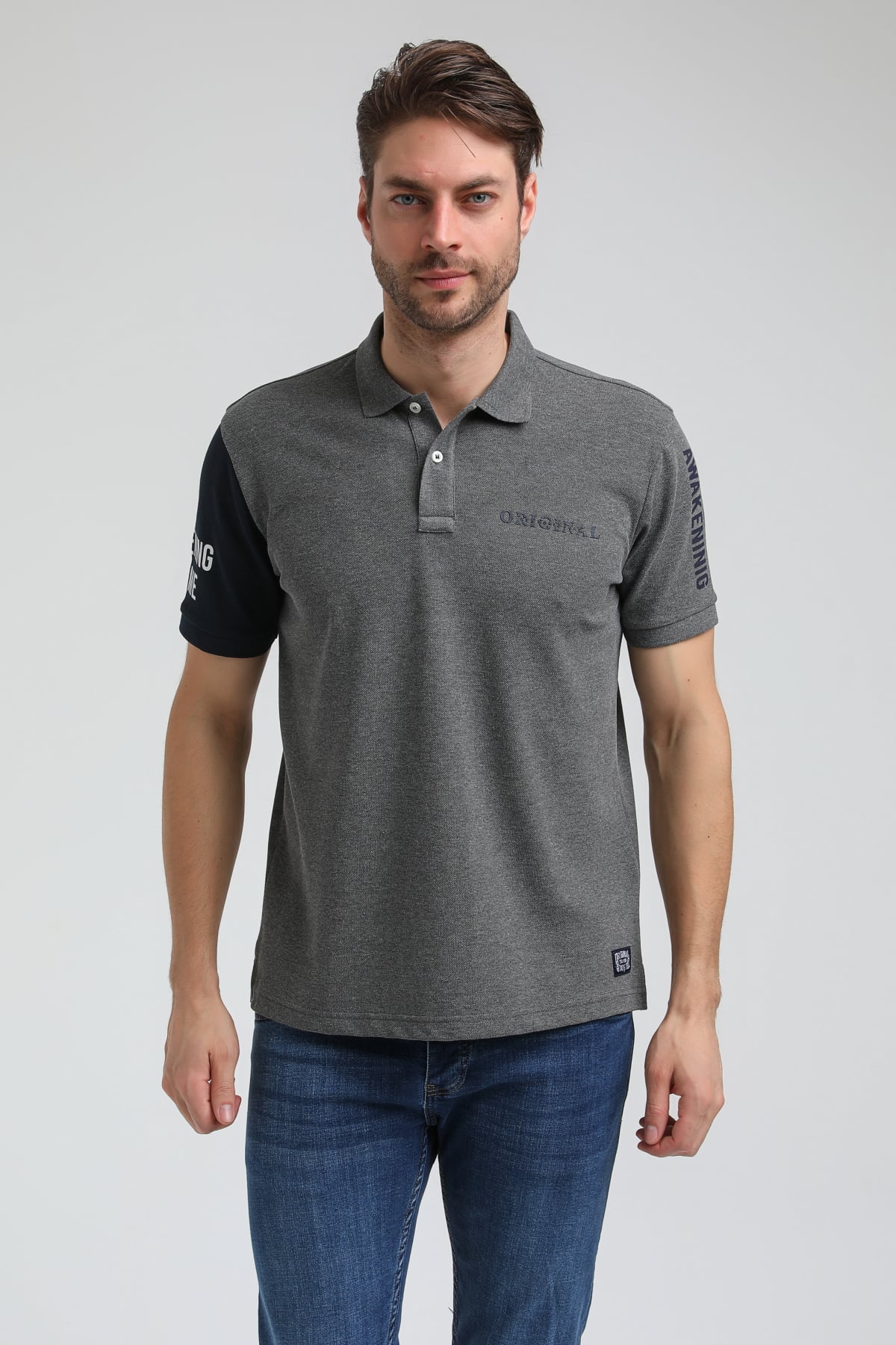New World Polo Polo Yaka Gri Slim Fit Polo 23SSM10259