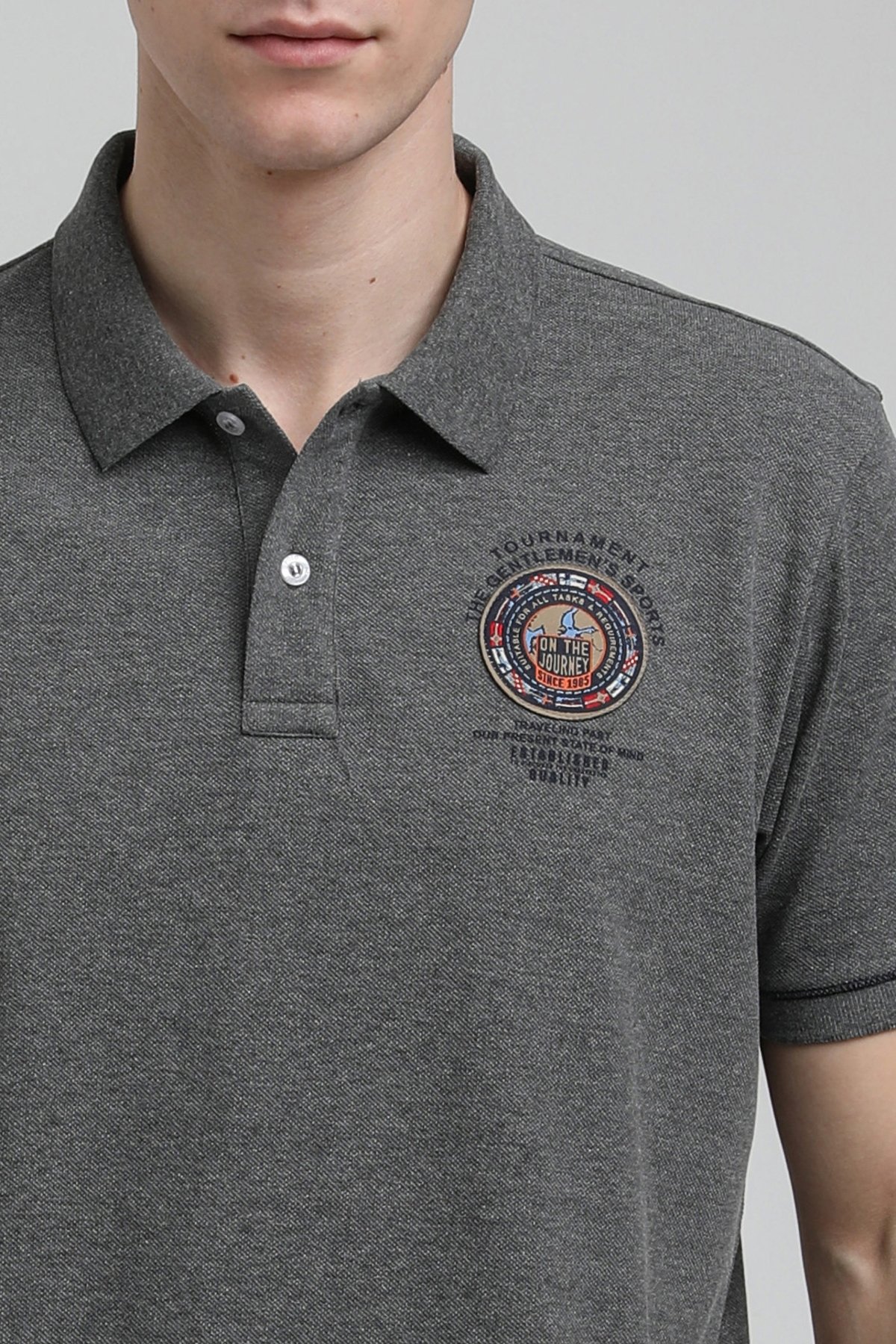 New World Polo Polo Yaka Gri Slim Fit Polo 23SSM10258