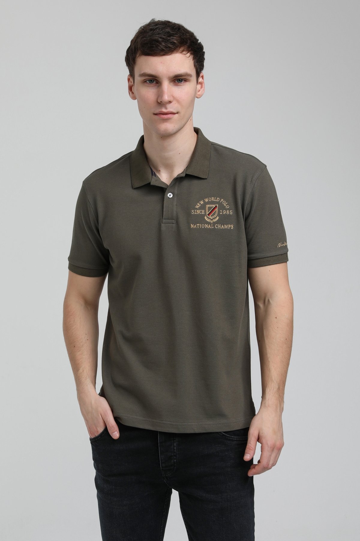 New World Polo Polo Yaka Haki Regular Custom Polo 23SSM10251