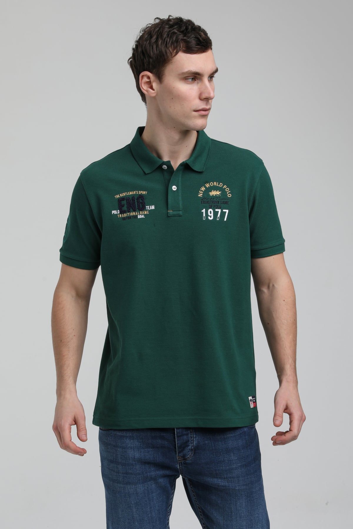 New World Polo Polo Yaka Koyu Yeşil Regular Custom Polo 23SSM10256