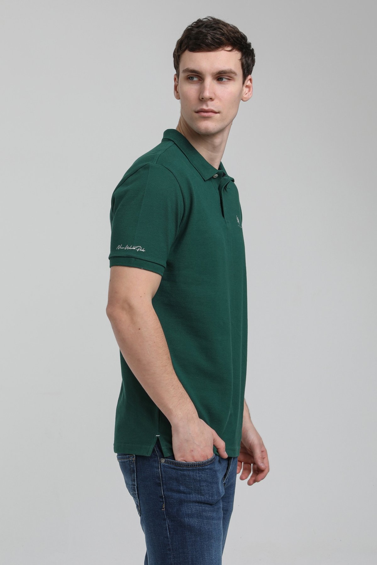 New World Polo Polo Yaka Koyu Yeşil Regular Custom Polo 23SSM10248