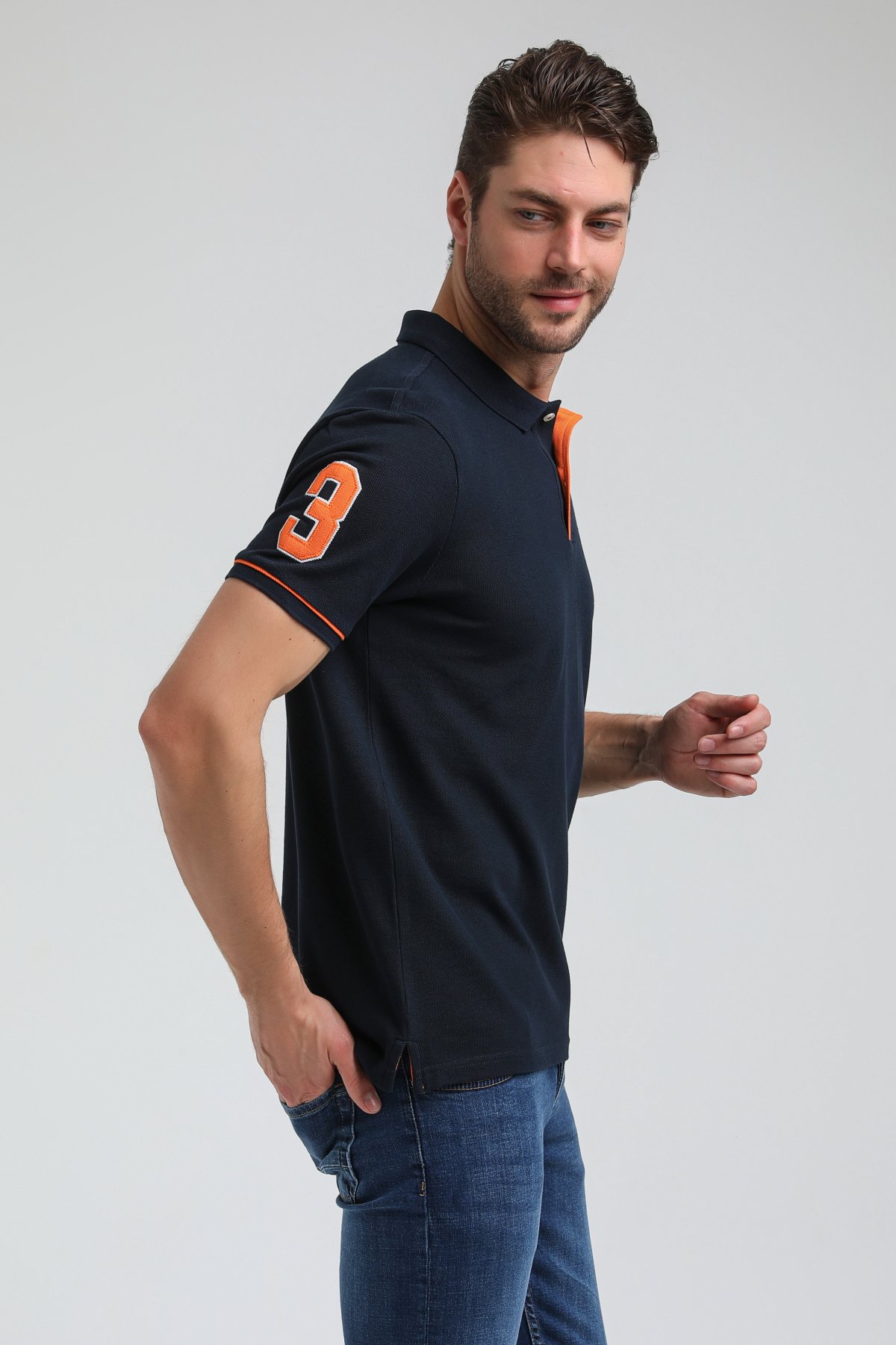 New World Polo Polo Yaka Lacivert Big Size Polo 23SSM10252