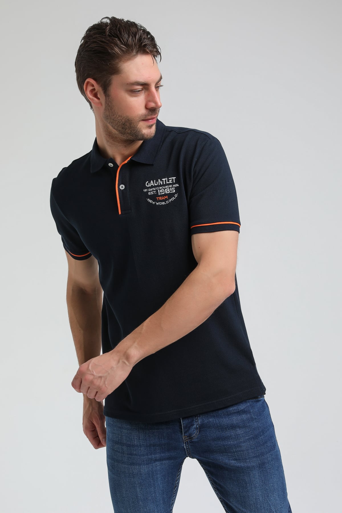 New World Polo Polo Yaka Lacivert Big Size Polo 23SSM10252