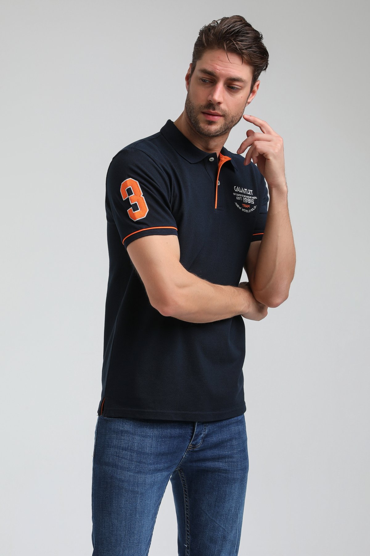 New World Polo Polo Yaka Lacivert Big Size Polo 23SSM10252