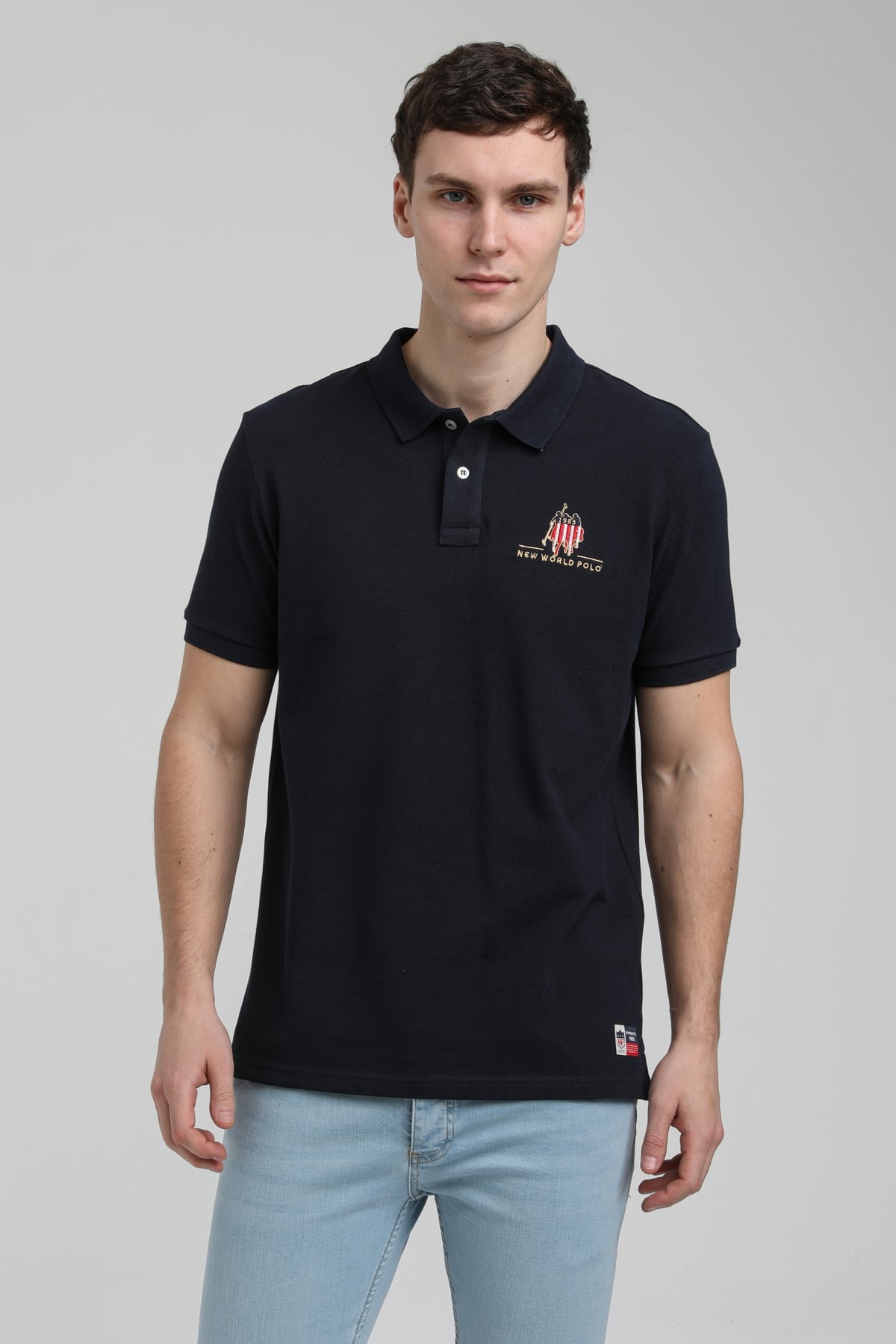 New World Polo Polo Yaka Lacivert Slim Fit Polo 23SSM10249