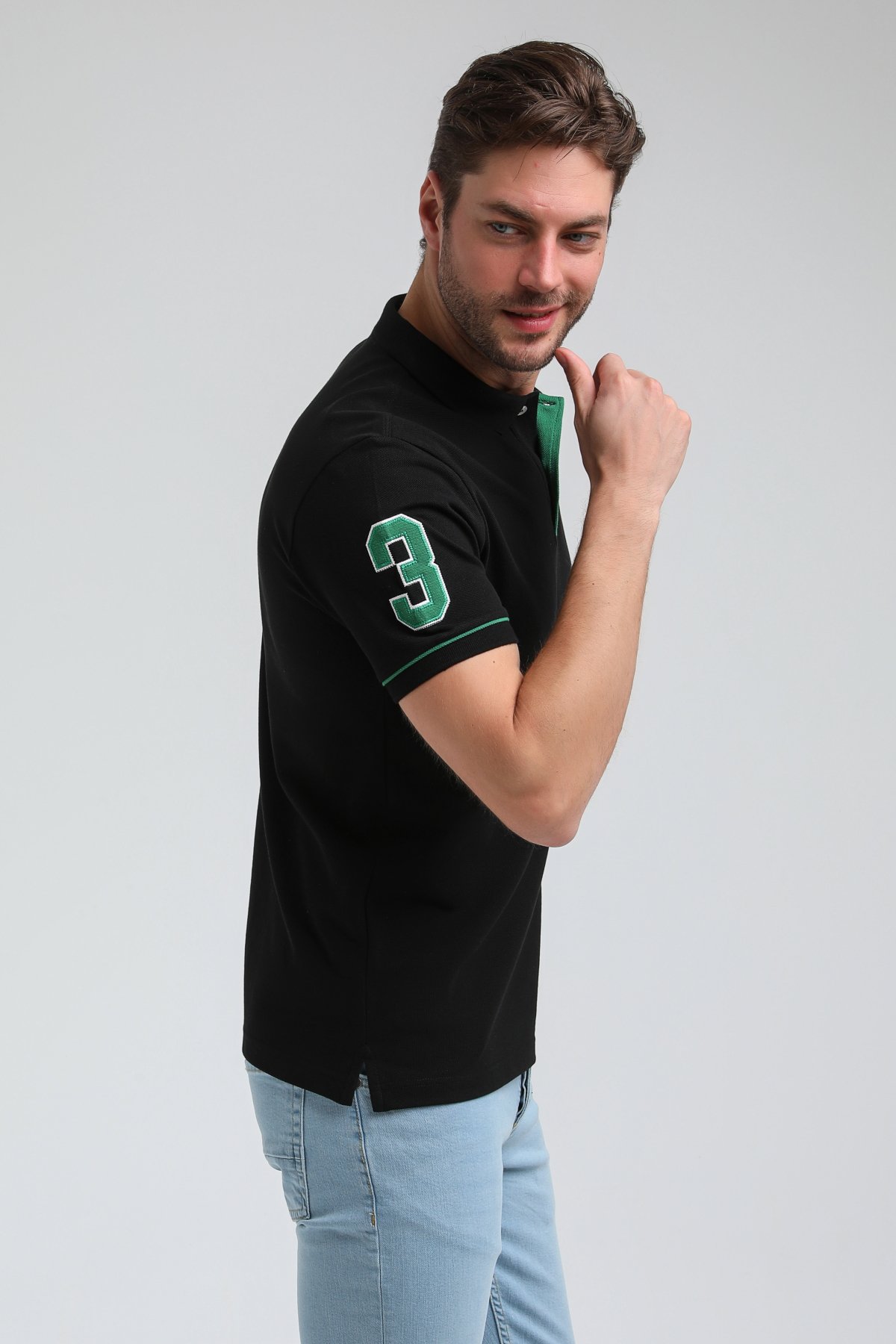 New World Polo Polo Yaka Siyah Big Size Polo 23SSM10252