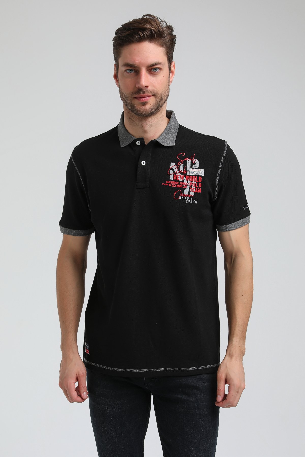 New World Polo Polo Yaka Siyah Regular Custom Polo 23SSM10257