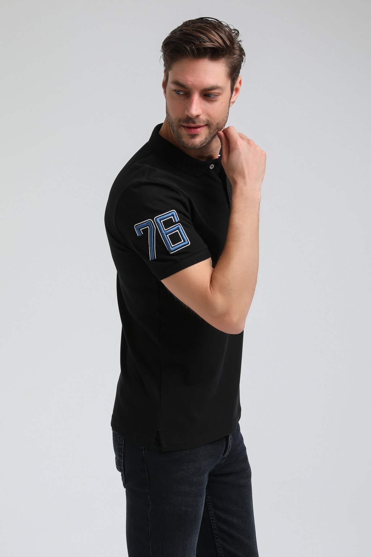 New World Polo Polo Yaka Siyah Regular Custom Polo 23SSM10254