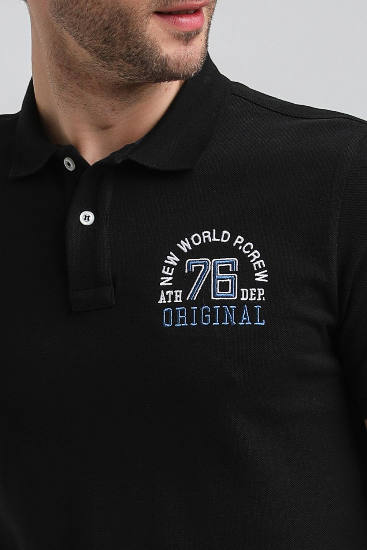 New World Polo Polo Yaka Siyah Regular Custom Polo 23SSM10254