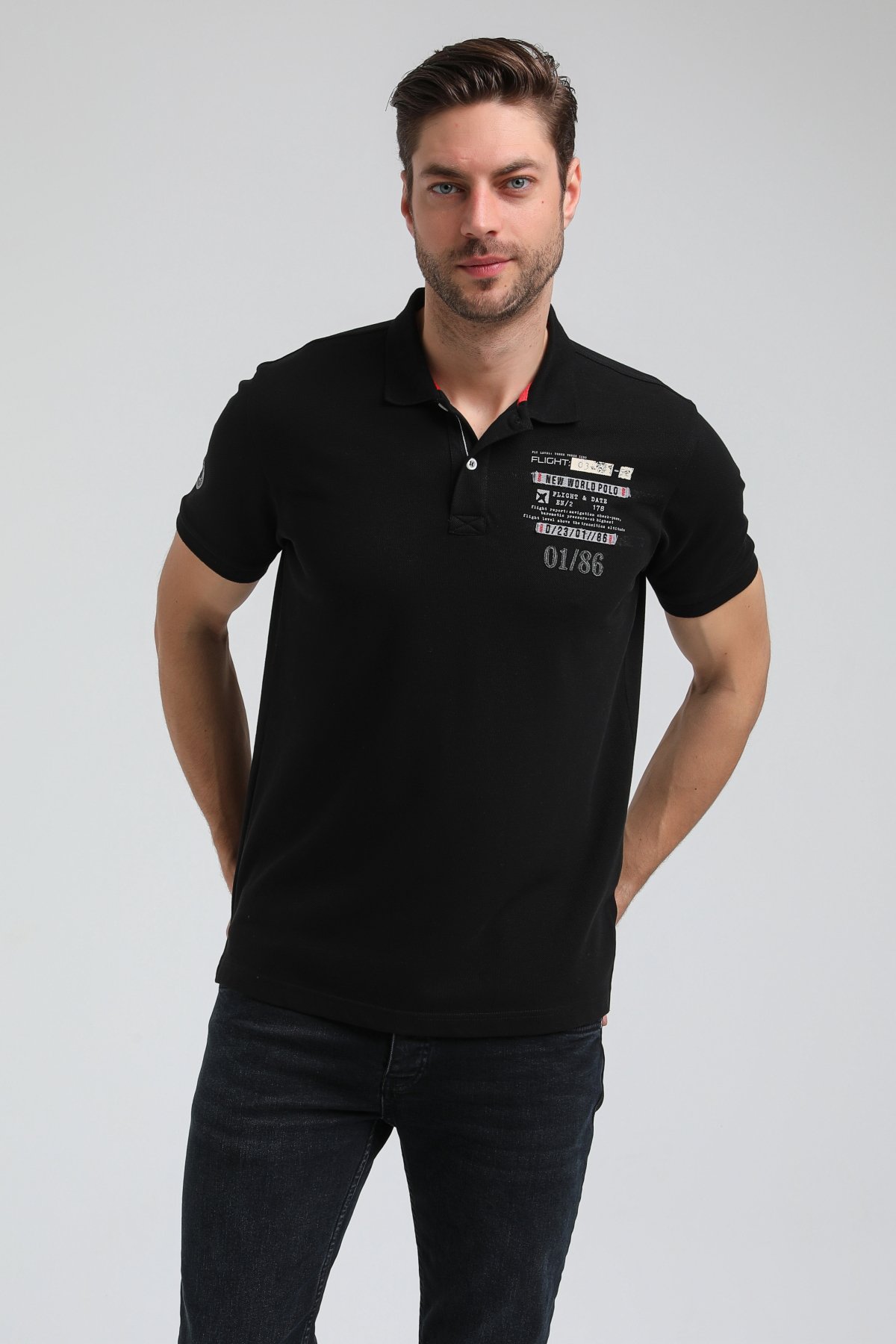 New World Polo Polo Yaka Siyah Regular Custom Polo 23SSM10270