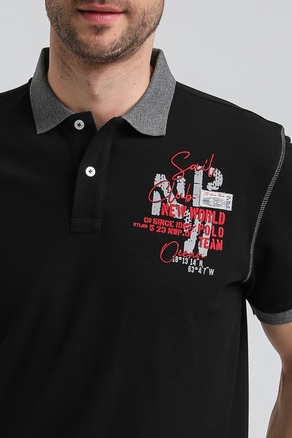 New World Polo Polo Yaka Siyah Regular Custom Polo 23SSM10257