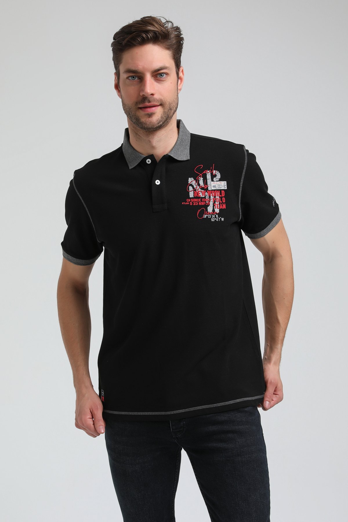 New World Polo Polo Yaka Siyah Regular Custom Polo 23SSM10257