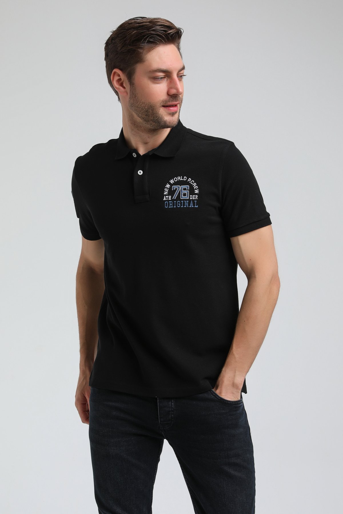 New World Polo Polo Yaka Siyah Regular Custom Polo 23SSM10254