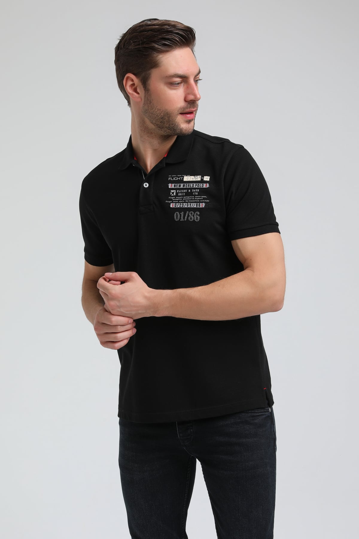 New World Polo Polo Yaka Siyah Regular Custom Polo 23SSM10270