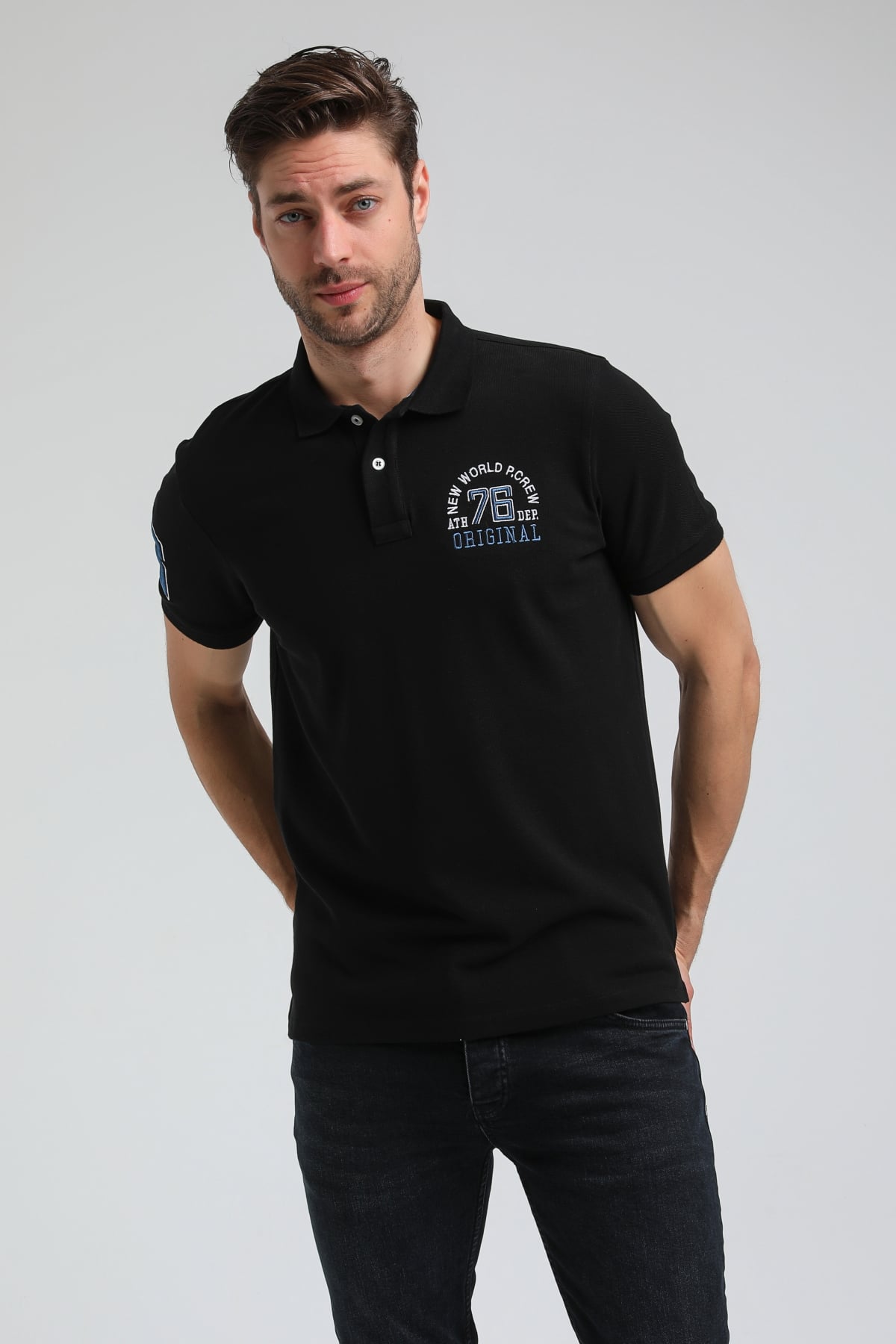 New World Polo Polo Yaka Siyah Regular Custom Polo 23SSM10254