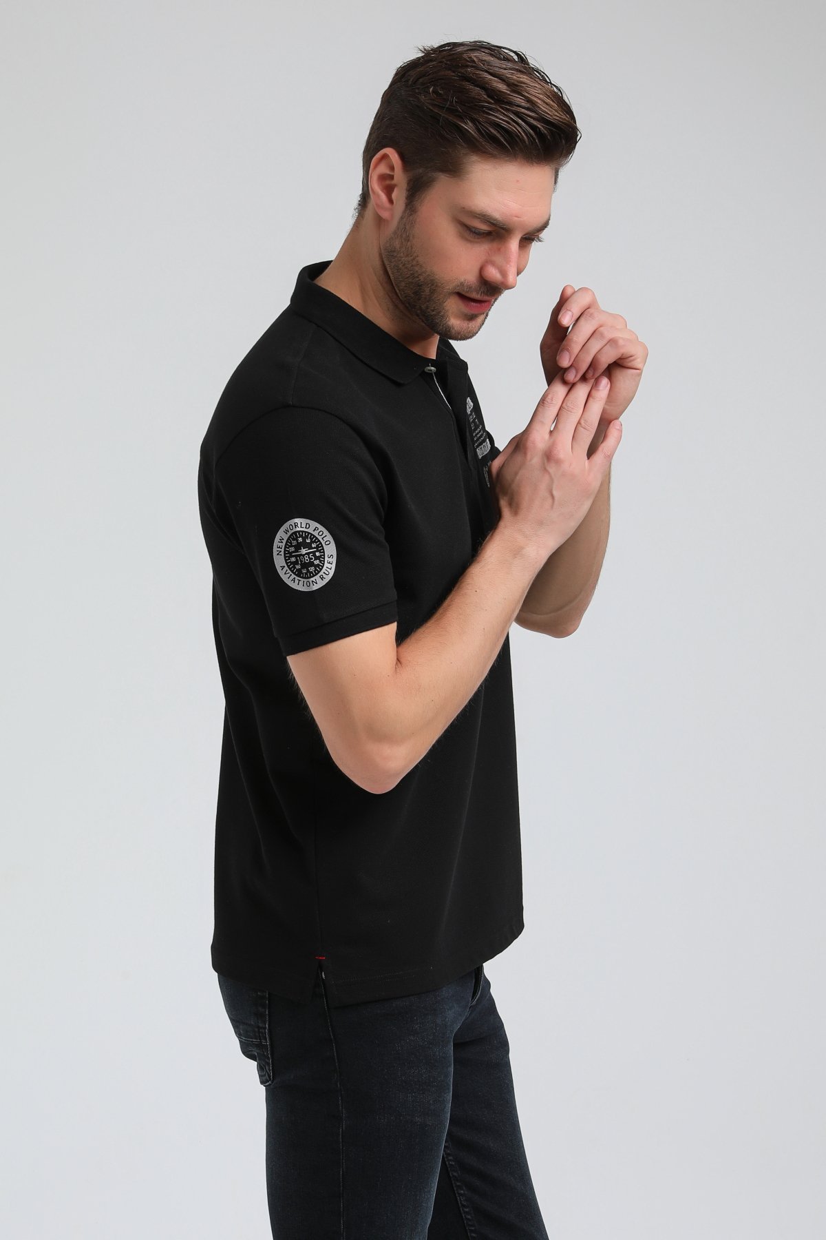 New World Polo Polo Yaka Siyah Regular Custom Polo 23SSM10270