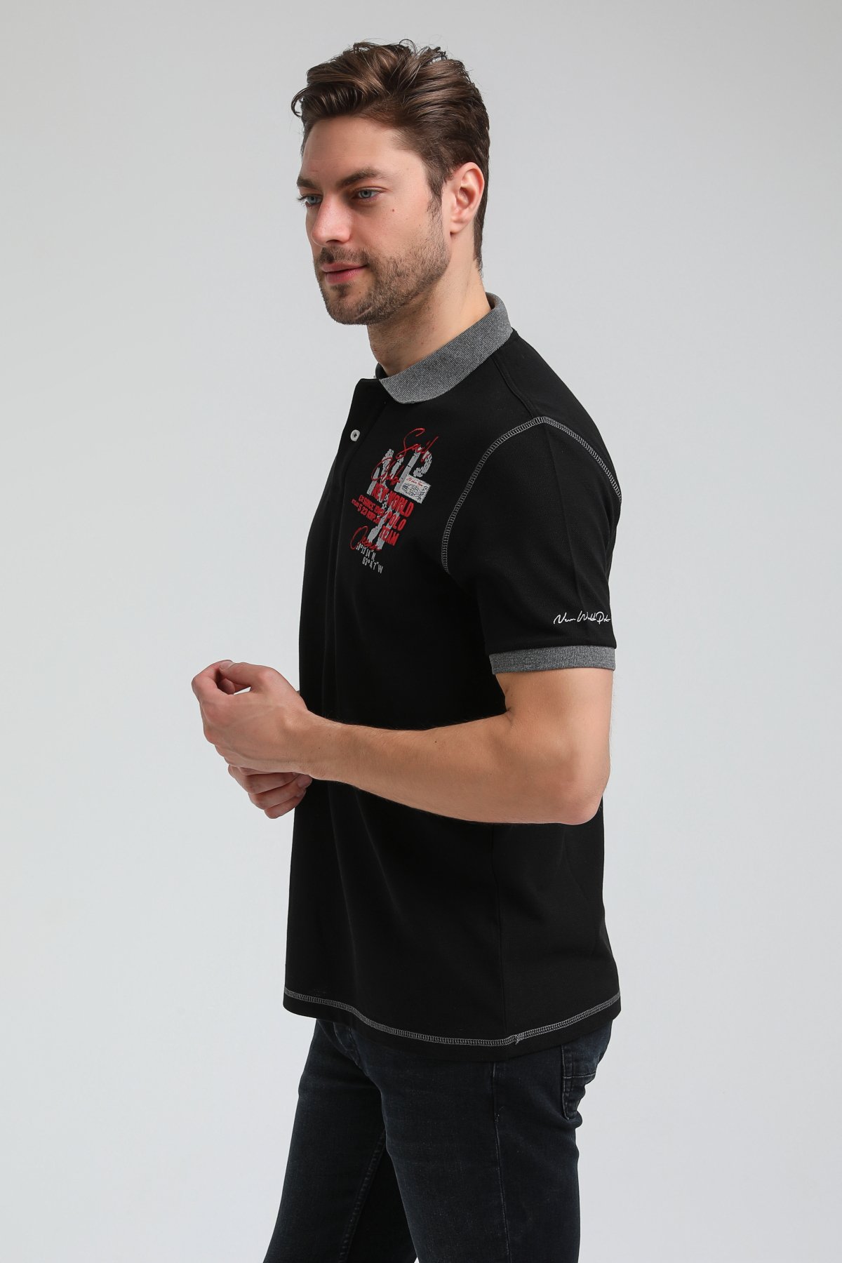 New World Polo Polo Yaka Siyah Regular Custom Polo 23SSM10257