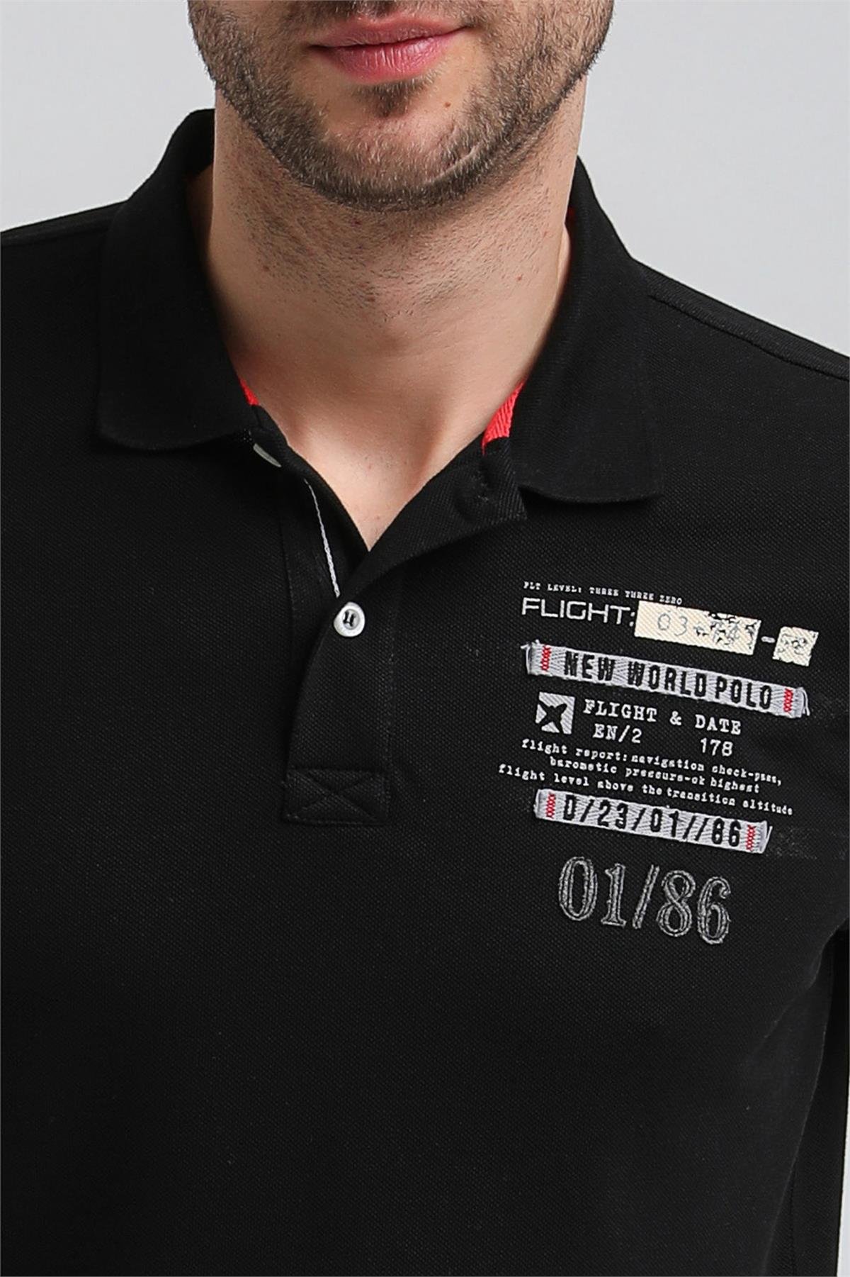 New World Polo Polo Yaka Siyah Regular Custom Polo 23SSM10270