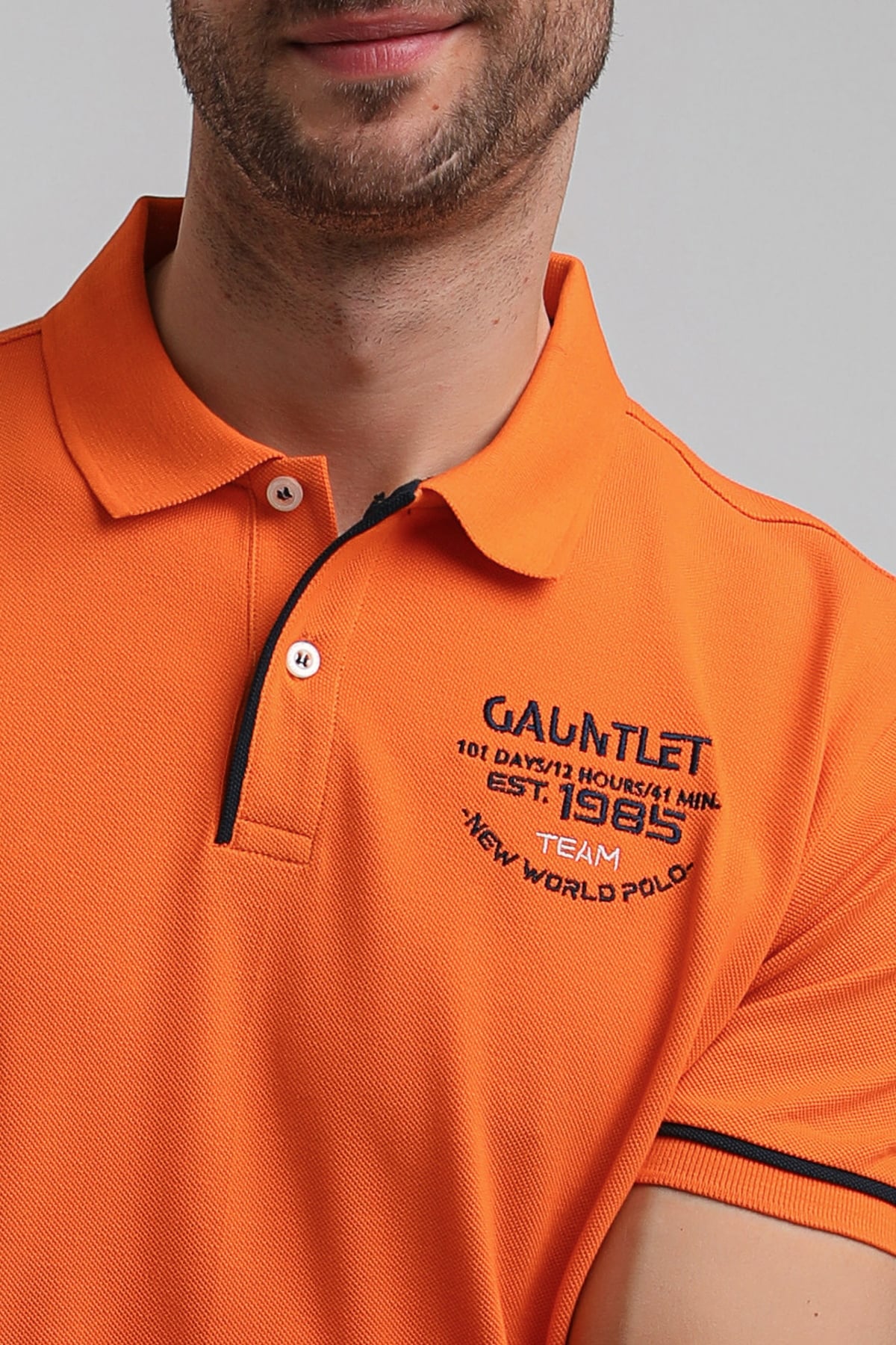 New World Polo Polo Yaka Turuncu Big Size Polo 23SSM10252