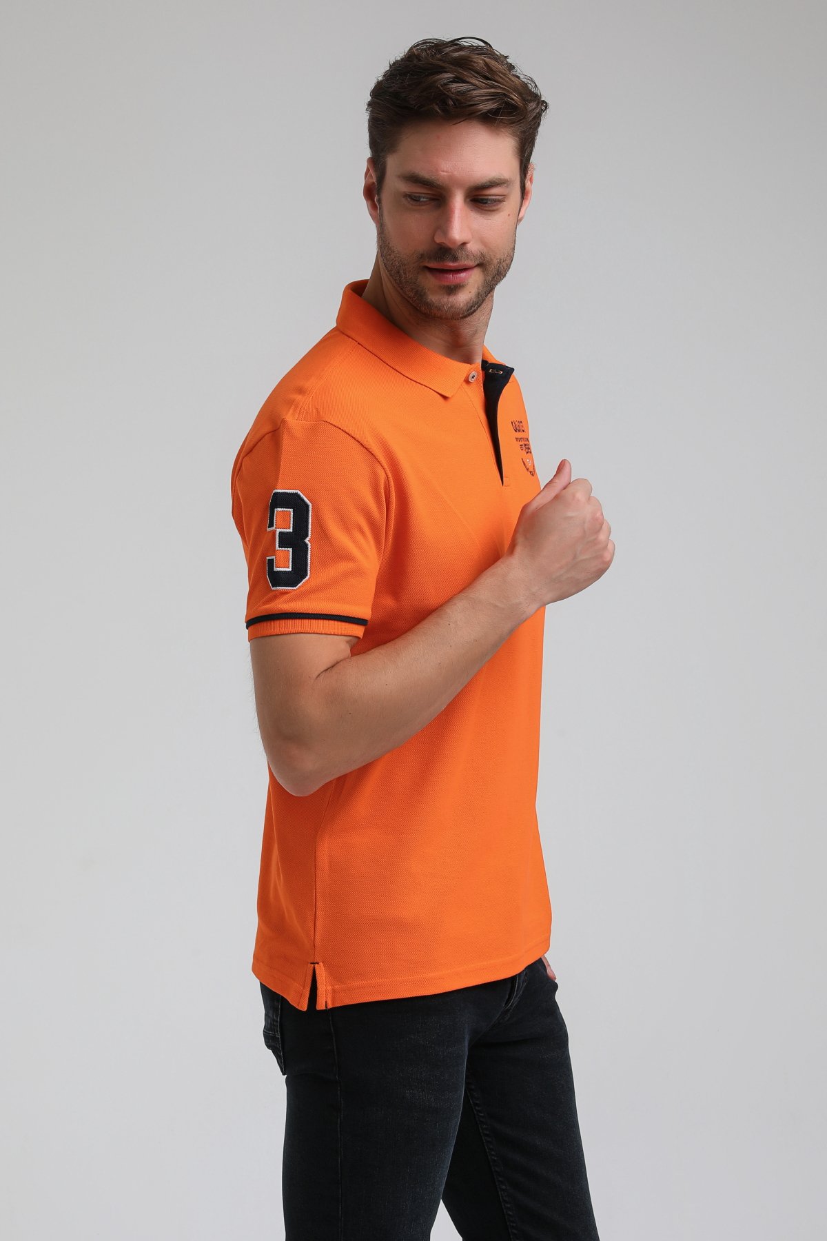 New World Polo Polo Yaka Turuncu Big Size Polo 23SSM10252