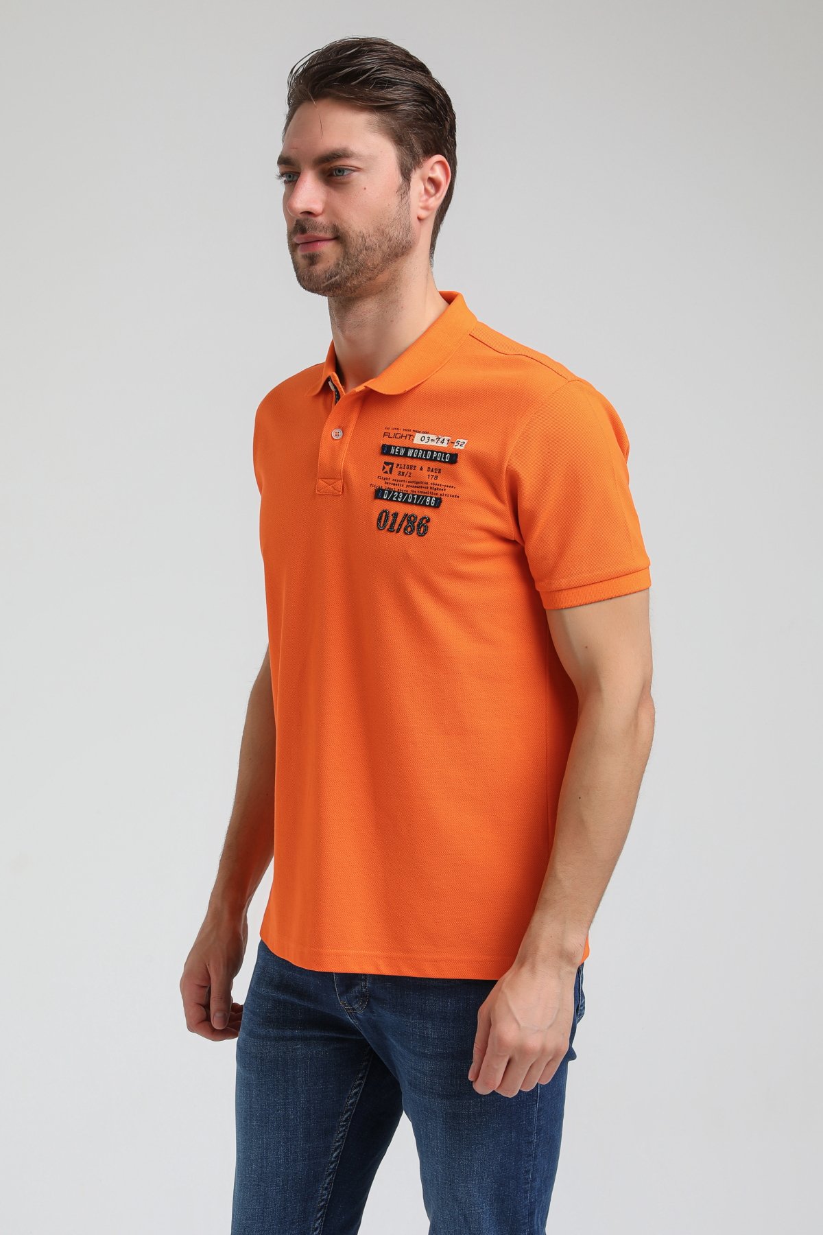 New World Polo Polo Yaka Turuncu Regular Custom Polo 23SSM10270