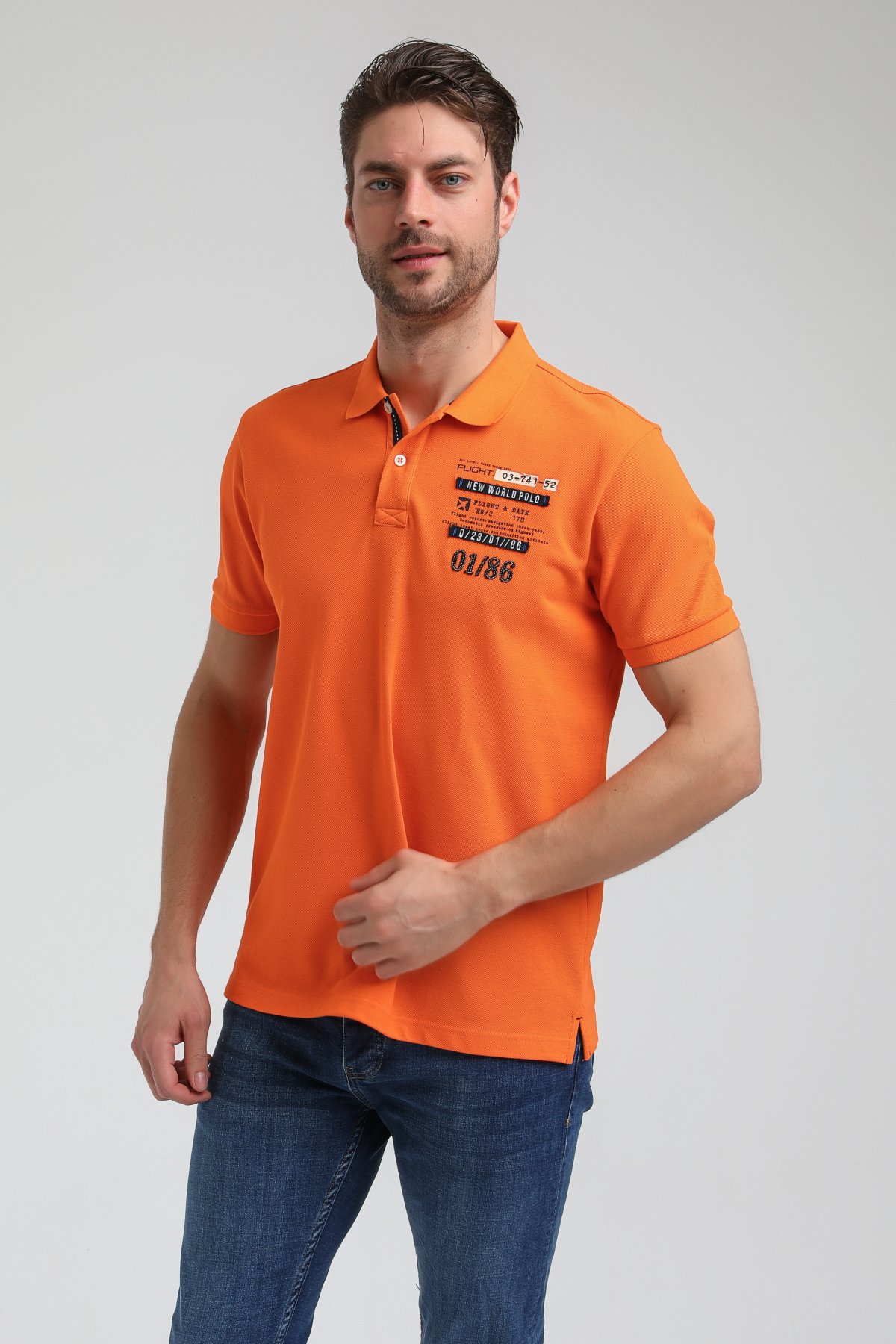 New World Polo Polo Yaka Turuncu Regular Custom Polo 23SSM10270