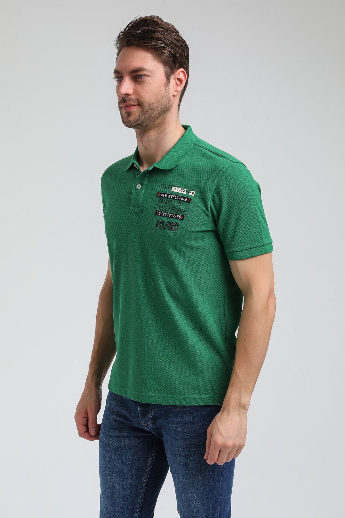 New World Polo Polo Yaka Yeşil Regular Custom Polo 23SSM10270